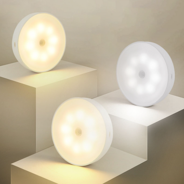 Usb Rechargeable Motion Sensor Light Round Wireless LED