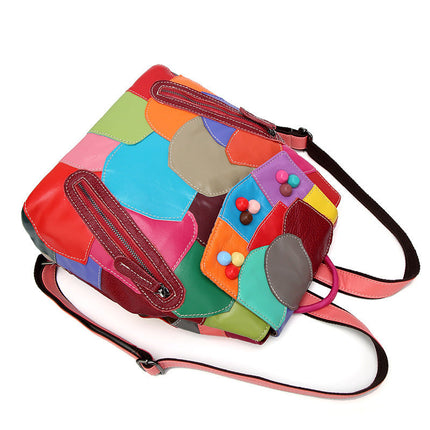 Woman's Colorful Fashion Splicing Backpack