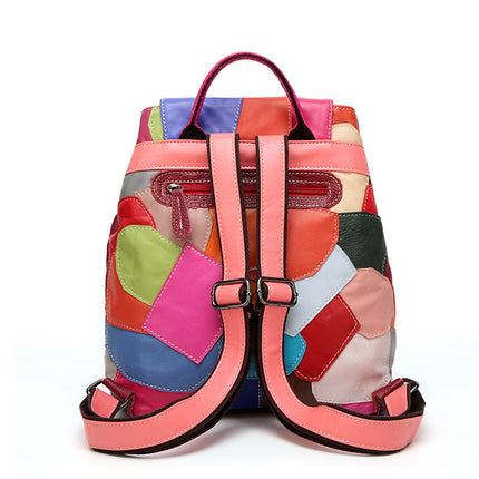 Woman's Colorful Fashion Splicing Backpack