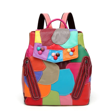 Woman's Colorful Fashion Splicing Backpack