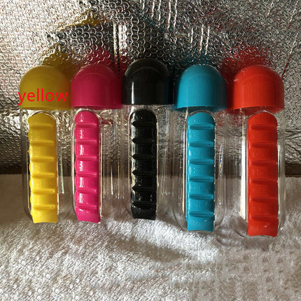 Plastic Drink Bottle With Medicine Pills Box