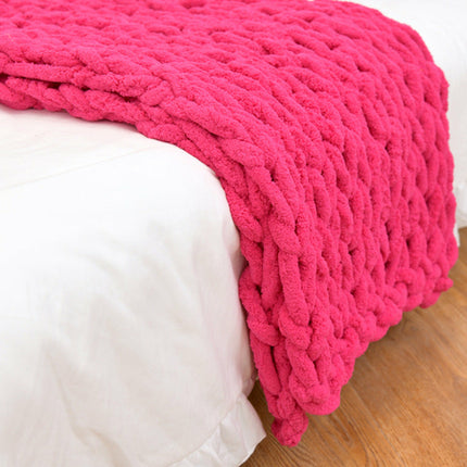 Handmade Coarse Yarn Knitted Chenille Rod Knitted Blanket