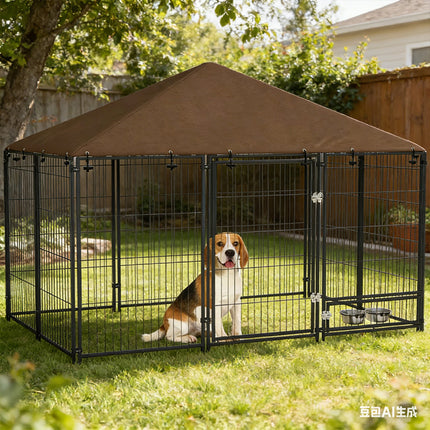 Outside Dog Kennel, 6.9' X 4.6' X 5' Puppy Play Pen With Canopy,