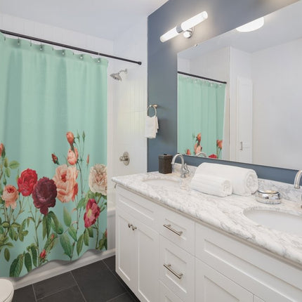Rose Garden in Teal Shower Curtains Home Decor