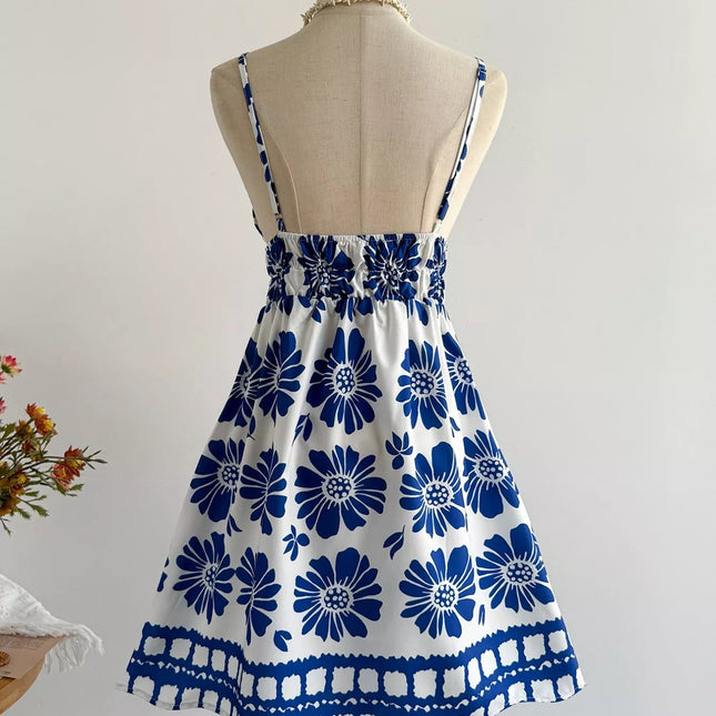 Floral Print V-Neck Mini Dress