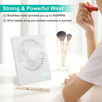 Portable Desk Fan USB Rechargeable Table Cooling Fan Quiet 5 Blades