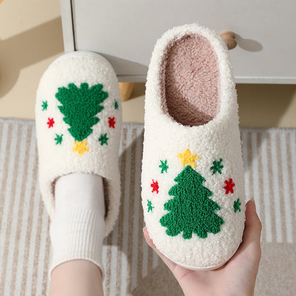 Christmas Home Slippers Cute Cartoon Santa Claus Cotton Slippers For