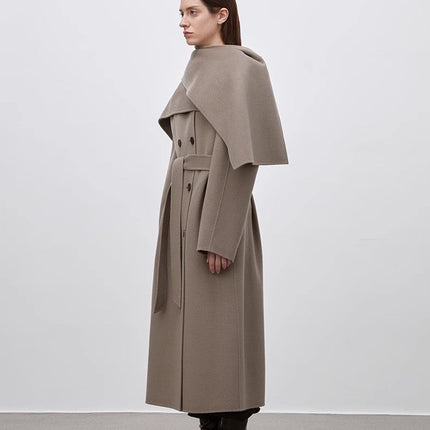 "Assassin's Creed" removable scarf collar, woolen coat for women,