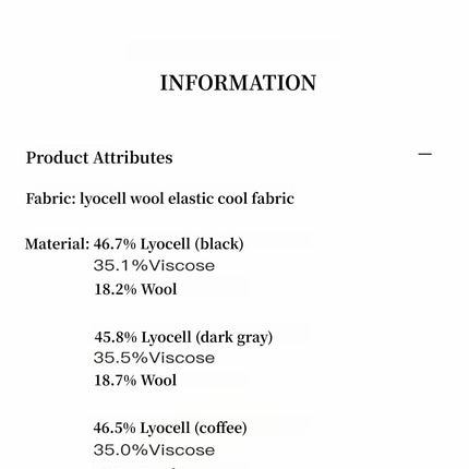 Lyocell wool stretch comfortable breathable fit minimalist solid color
