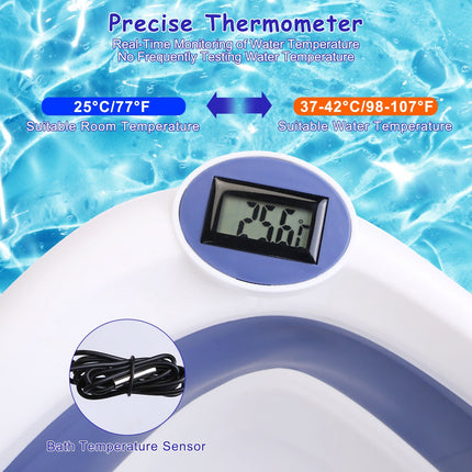 1Pc Baby Bath Tub With Thermometer Collapsible Travel Friendly 0 To
