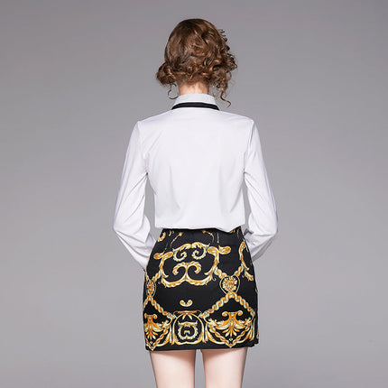 SweetCharm™ – 2-Piece Long Sleeve Top & Mini Skirt Set