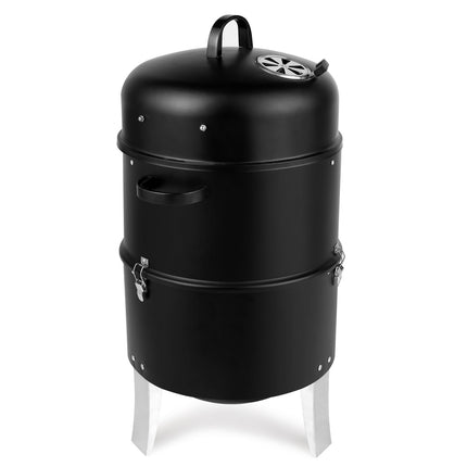 47x41.5x82cm Black, Double-walled, Cylindrical, Smoker, Charcoal Grill