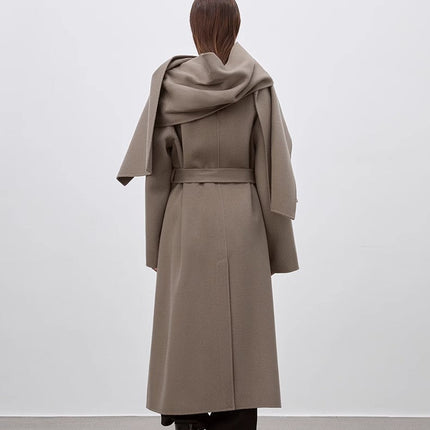"Assassin's Creed" removable scarf collar, woolen coat for women,