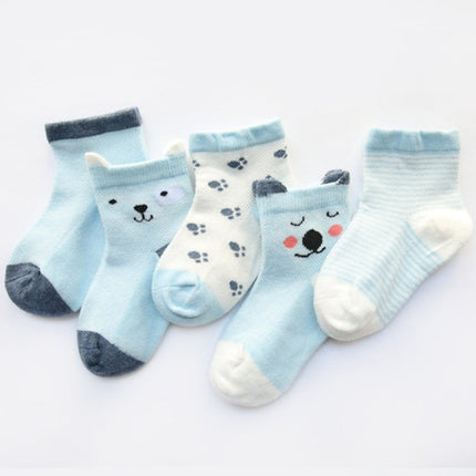 Children's Socks Pack of 5 Colors Breathable Summer Cotton Socks for