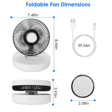 Foldable Rechargeable LED Desk Fan Wall Mounted Fan With Magnetic