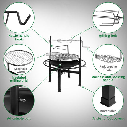 Round Black Iron Spray Coated Grill