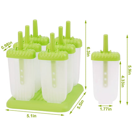 1 Set 6 Cavity Popsicle Molds Reusable Ice Cream DIY Ice Maker Ice Bar