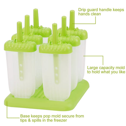 1 Set 6 Cavity Popsicle Molds Reusable Ice Cream DIY Ice Maker Ice Bar