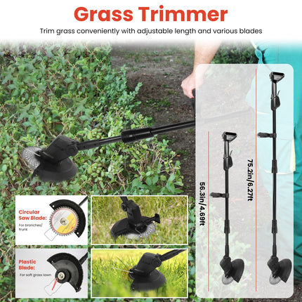 1Set 3-in-1 Cordless Electric Pole Saw Mini Chainsaw Grass Trimmer Kit