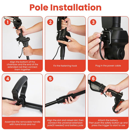 1Set 3-in-1 Cordless Electric Pole Saw Mini Chainsaw Grass Trimmer Kit