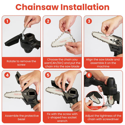 1Set 3-in-1 Cordless Electric Pole Saw Mini Chainsaw Grass Trimmer Kit