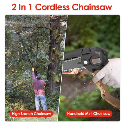 1Set 2-in-1 Cordless Pole Saw & Mini Chainsaw With 2Pcs 3000mAh