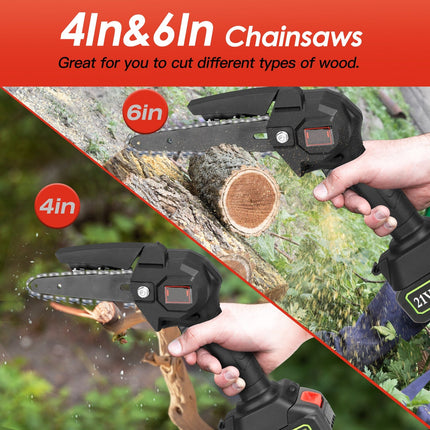 1Set 2-in-1 Cordless Pole Saw & Mini Chainsaw With 2Pcs 3000mAh