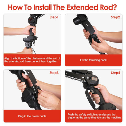1Set 2-in-1 Cordless Pole Saw & Mini Chainsaw With 2Pcs 3000mAh