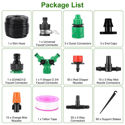 164FT Drip Irrigation Kit Automatic Garden Irrigation System Misting