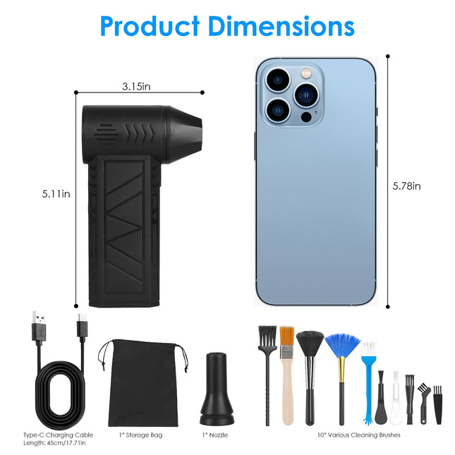 1Pc Compressed Air Duster With LED Light Up To 150000RPM Speed For PC