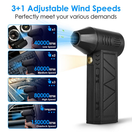 1Pc Compressed Air Duster With LED Light Up To 150000RPM Speed For PC