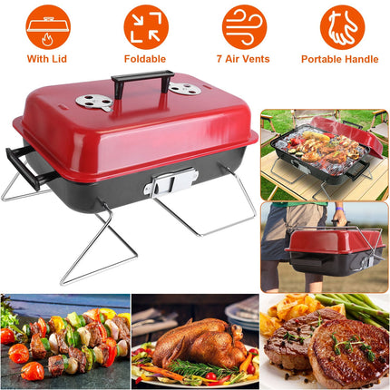Portable Charcoal Grill Outdoor Tabletop Grill Small Barbecue Smoker