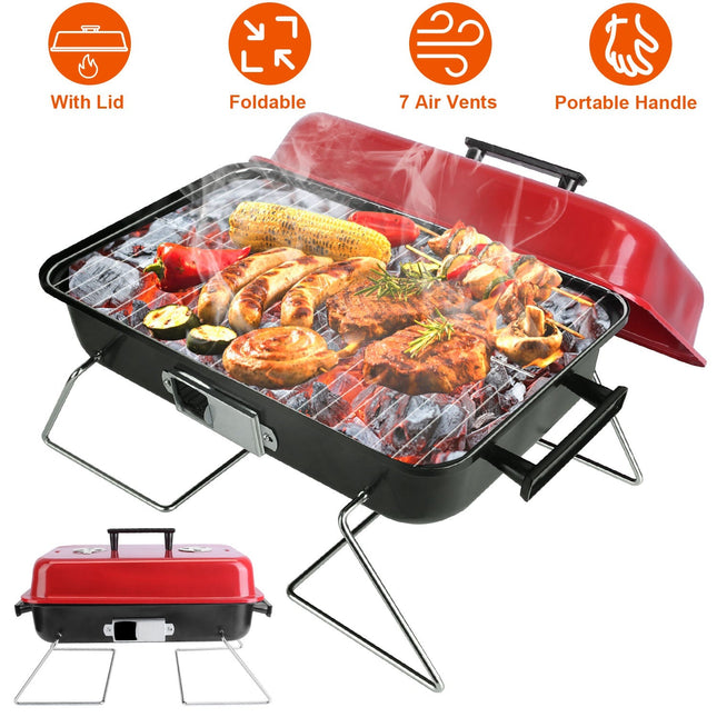 Portable Charcoal Grill Outdoor Tabletop Grill Small Barbecue Smoker