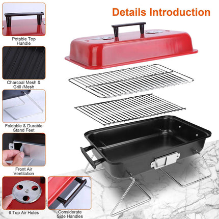 Portable Charcoal Grill Outdoor Tabletop Grill Small Barbecue Smoker