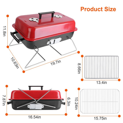 Portable Charcoal Grill Outdoor Tabletop Grill Small Barbecue Smoker