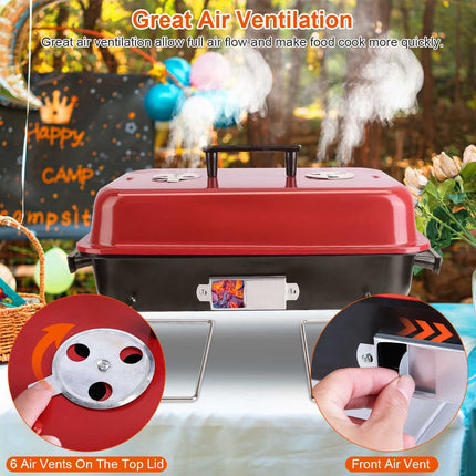 Portable Charcoal Grill Outdoor Tabletop Grill Small Barbecue Smoker