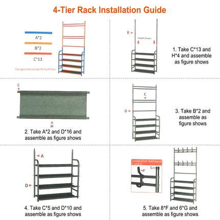 Entryway Coat Hat Rack Shoe Storage Shelf 5 Tier Shoe Rack