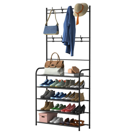 Entryway Coat Hat Rack Shoe Storage Shelf 5 Tier Shoe Rack
