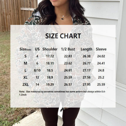 Women's Camouflage Print Long Sleeve Hooded Jacket With Zipper &
