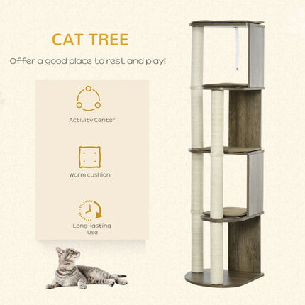 Corner Modern Cat Tree Tall For Climbing, Large Multilevel Cat Tower