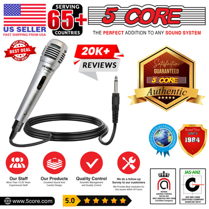 5Core XLR Microphone Dynamic Mic Karaoke Singing Studio Mics Handheld