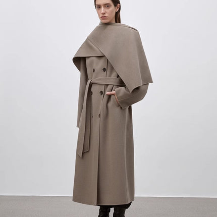 "Assassin's Creed" removable scarf collar, woolen coat for women,