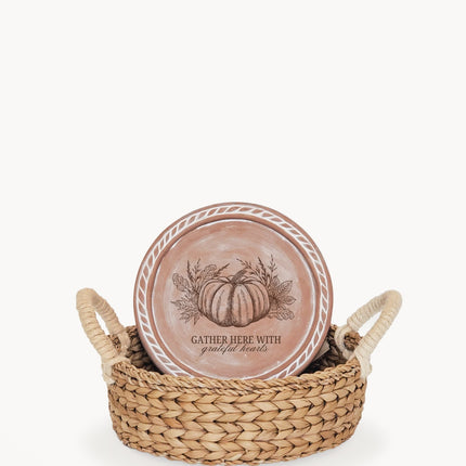 Bread Warmer & Basket - Christmas Tree Round