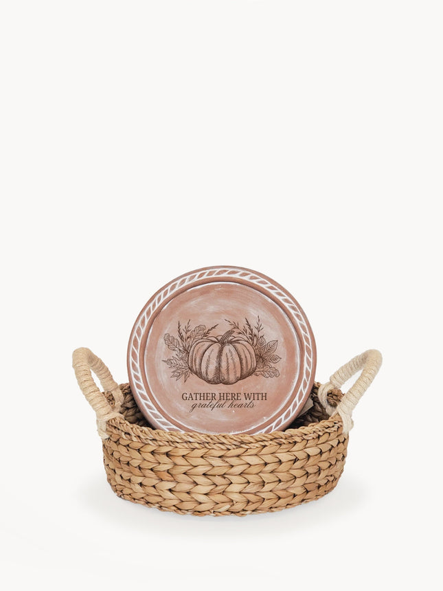 Bread Warmer & Basket - Christmas Tree Round