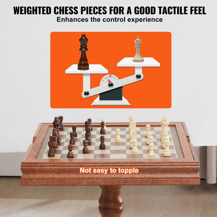 3-IN-1 Chess Checkers Backgammon Table Set, 18 Inch Premium Wooden