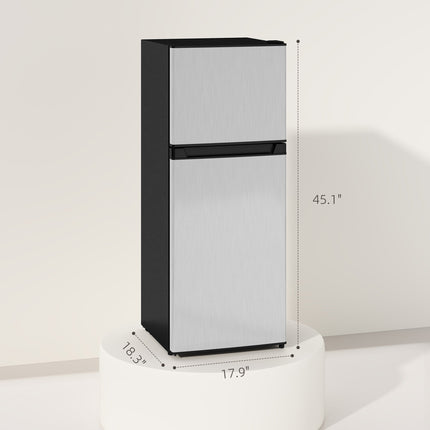 Small Fridge with Freezer, 4 Cu Ft Refrigerator with Reversible Doors,