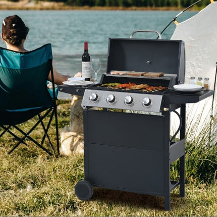 Propane Gas Grill 4 Burner Barbecue Grill, Stainless Steel 34,000 BTU