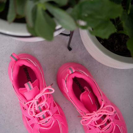 Berness Running Late Chunky Sole Athletic Sneakers in Hot Pink