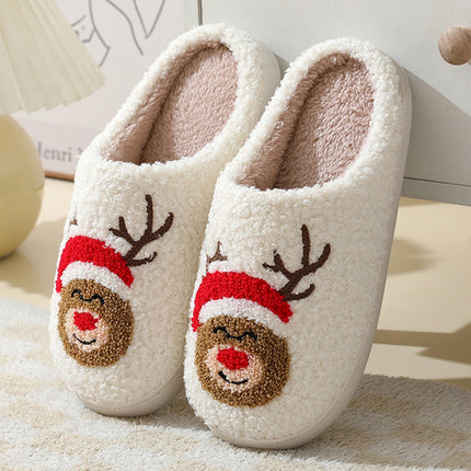 Christmas Home Slippers Cute Cartoon Santa Claus Cotton Slippers For