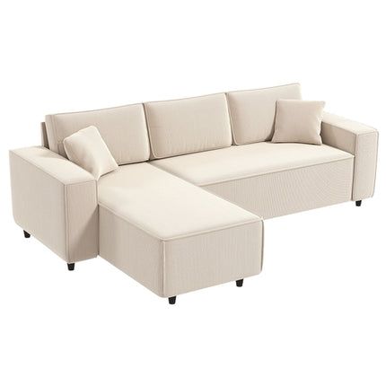 Corner Sofa With Reversible Chaise Lounge, Corduroy L-Shaped Sectional